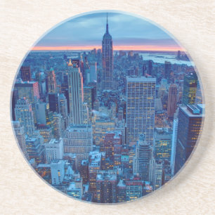 Dessous De Verre En Grès Les gratte-ciel de Manhattan sont allumés