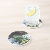 Dessous De Verre En Grès Les jonquilles jaunes dans la neige (Côté)