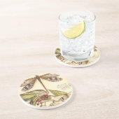 Dessous De Verre En Grès Les libellules aux Feuilles et aux fruits (Côté)