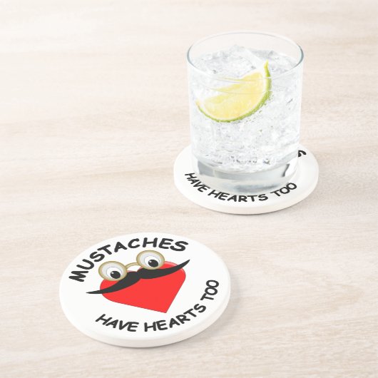 Dessous De Verre En Grès Les moustaches ont aussi des coeurs (Côté)