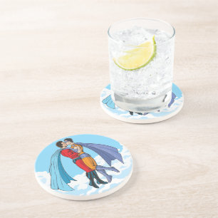 Dessous De Verre En Grès Les personnages de Slipperyjoe, deux super-héros s