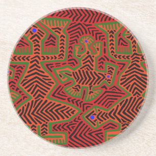 Dessous De Verre En Grès Les spiritueux de Kuna Indian Mola