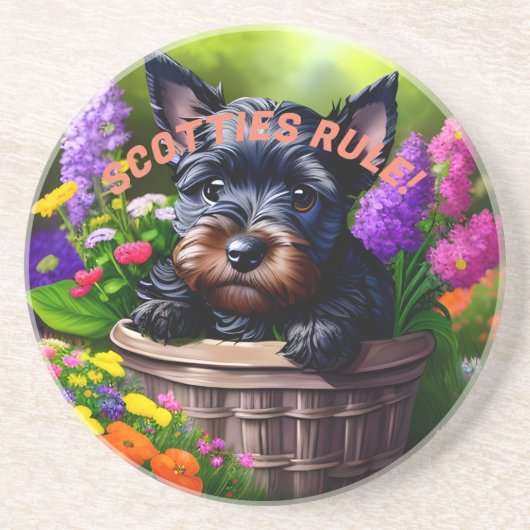 Dessous De Verre En Grès Les Terriers écossais gouvernent ! (Devant)