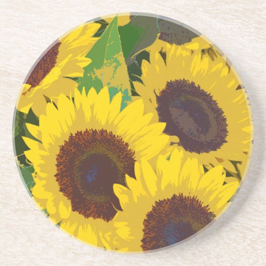 Dessous De Verre En Grès Les tournesols d'été jaunes (Devant)
