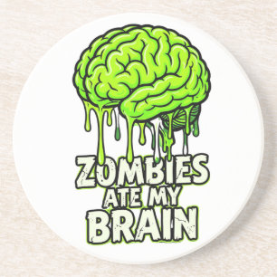 Dessous De Verre En Grès "Les Zombies Ont Mangé Mon Cerveau" Drôle d'Hallow