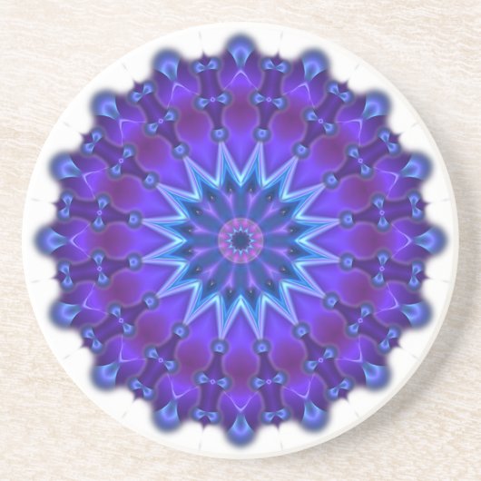 Dessous De Verre En Grès L'étoile Mandala en bleu (Devant)