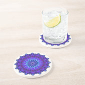 Dessous De Verre En Grès L'étoile Mandala en bleu (Côté)