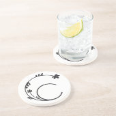 DESSOUS DE VERRE EN GRÈS LETTRE C MONOGRAMME FLEUR MIGNON BLANC (Côté)