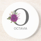 Dessous De Verre En Grès Lettre d'alphabet floral Dahlia de Bourgogne Monog (Devant)