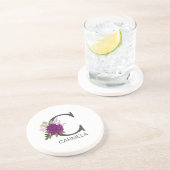 Dessous De Verre En Grès Lettre de l'alphabet floral Dahlia Bourgogne Monog (Côté)