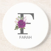 Dessous De Verre En Grès Lettre de l'alphabet floral Dahlia de Bourgogne Mo (Devant)