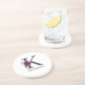 Dessous De Verre En Grès Lettre de l'alphabet floral Dahlia de Bourgogne Mo (Côté)