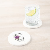 Dessous De Verre En Grès Lettre de monogramme d'alphabet floral Dahlia de B (Côté)