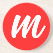 Dessous De Verre En Grès LETTRE INITIALE CalliGRAPHIQUE BLANCHE ROUGE (Devant)