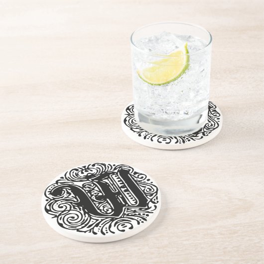 Dessous De Verre En Grès LETTRE MONARIE MONOGRAPHIQUE W Alphabet initial W (Côté)