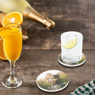 Dessous De Verre En Grès Lettres blanches de mariage personnalisées