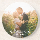 Dessous De Verre En Grès Lettres blanches de mariage personnalisées (Devant)