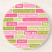 Dessous De Verre En Grès Lettres d'amour rose et vert (Devant)