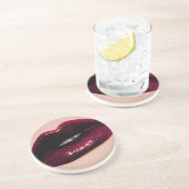 Dessous De Verre En Grès Lèvres de scintillement d'un rouge ardent de (Côté)