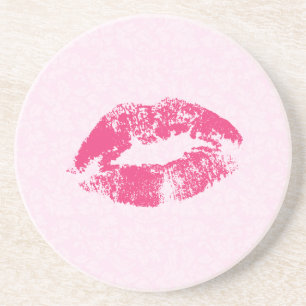 Dessous De Verre En Grès Lèvres Kiss Rose