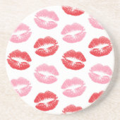 Dessous De Verre En Grès Lèvres rouges et roses, Motif des lèvres, bâton à  (Devant)