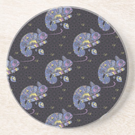 Dessous De Verre En Grès Lézard de Zentangle (Devant)