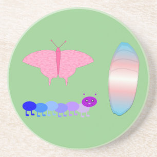 Dessous De Verre En Grès LGBTQIA Transgenre Fierté Caterpillar to Butfly