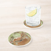 Dessous De Verre En Grès Liaison de mâle et de faon de Whitetail (Côté)