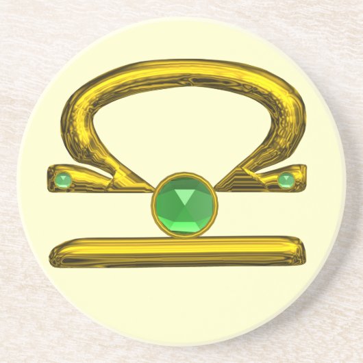 Dessous De Verre En Grès LIBRA ZODIAC ANNIVERSAIRE JEWEL Émeraude, or et cr (Devant)