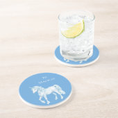 Dessous De Verre En Grès Licorne Magique Blanche Bleu Aqua (Côté)