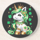 Dessous De Verre En Grès Licorne Mignonne Trèfle St Patrick (Devant)