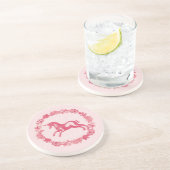 Dessous De Verre En Grès Licorne rose et fleurs (Côté)