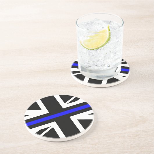 Dessous De Verre En Grès Ligne bleue mince Union Jack (Côté)