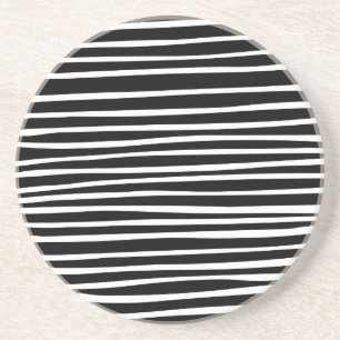 Dessous De Verre En Grès Lignes - Blanches sur Noir