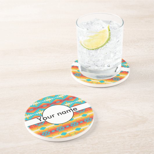 Dessous De Verre En Grès Lignes de formes tribales (Côté)