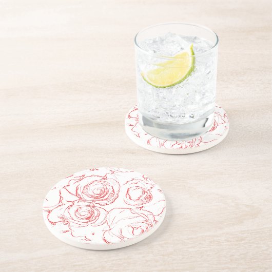 Dessous De Verre En Grès Lignes directrices de Red Roses (Côté)