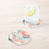 Dessous De Verre En Grès Lignes pastel abstraites modernes (Côté)