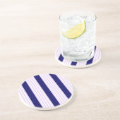 Dessous De Verre En Grès Lilac et rayures blanches motif avec bleu marine (Côté)