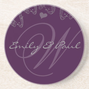 Dessous De Verre En Grès Lilac Musical Monogram Mariage Anniversaire Dessou