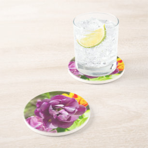 Dessous De Verre En Grès Lilac tulipes sur une journée ensoleillée