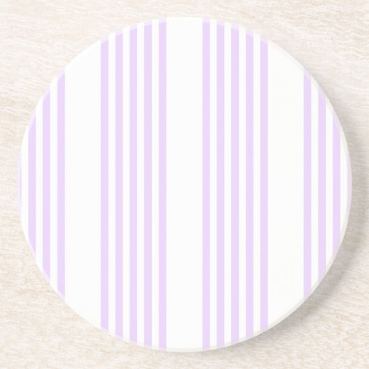 Dessous De Verre En Grès Lilac violet et blanc cinq bandes motif (Devant)