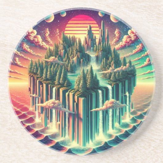 Dessous De Verre En Grès L'île du rêve : un voyage métaphorique (Devant)