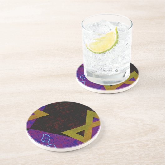 Dessous De Verre En Grès L'image à thème Hanukkah de SlipperyJoe's jaune do (Côté)
