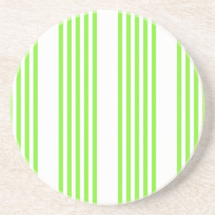 Dessous De Verre En Grès Lime vert et blanc cinq bandes motif