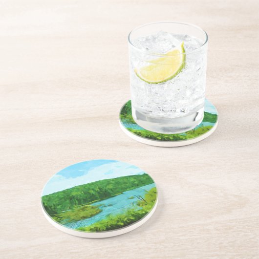 Dessous De Verre En Grès Limites des eaux Canot Zone Minnesota Abstrait (Côté)