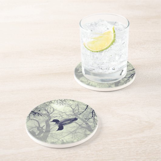 Dessous De Verre En Grès Lin noir et blanc sur un grès (Côté)