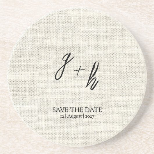 Dessous De Verre En Grès Linge blanc minimaliste Vintage Date de sauvegarde (Devant)