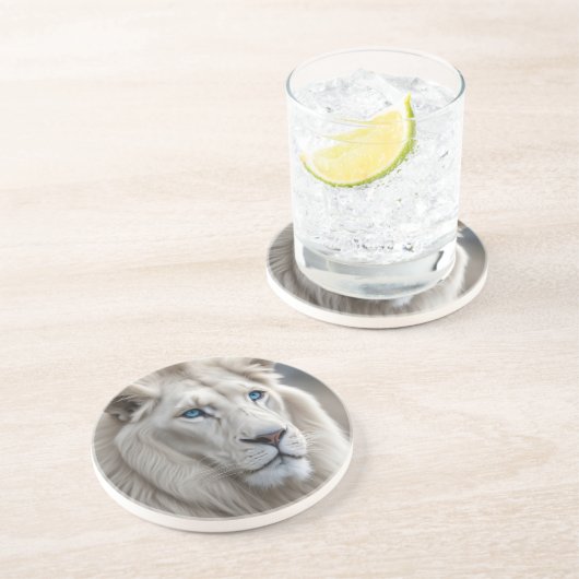 Dessous De Verre En Grès Lion blanc (Côté)
