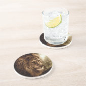 Dessous De Verre En Grès Lion contre le ciel orageux (Côté)