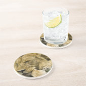 Dessous De Verre En Grès Lion d'Afrique, Lion panthère, endormi (Côté)